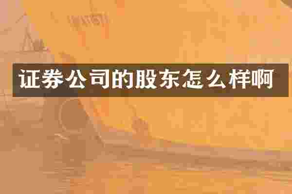 证券公司的股东怎么样啊