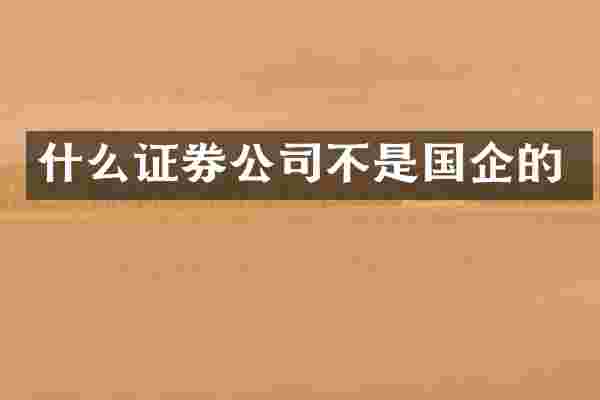 什么证券公司不是国企的