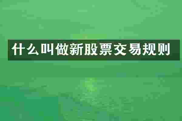 什么叫做新股票交易规则
