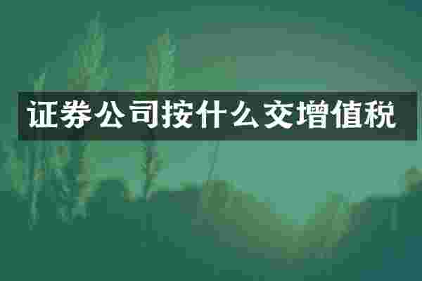 证券公司按什么交增值税