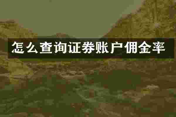 怎么查询证券账户佣金率