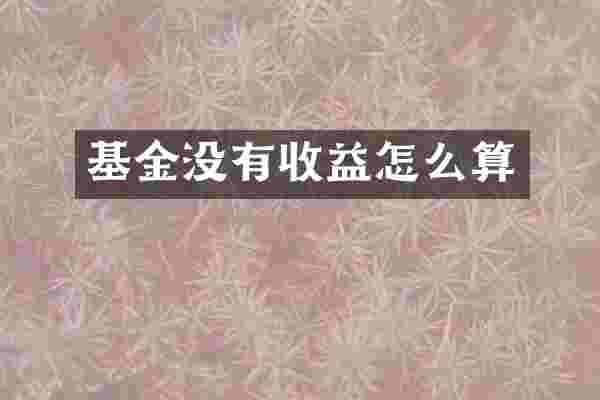 基金没有收益怎么算