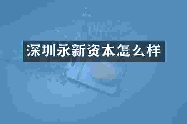 深圳永新资本怎么样