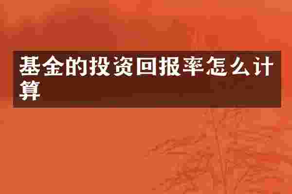 基金的投资回报率怎么计算