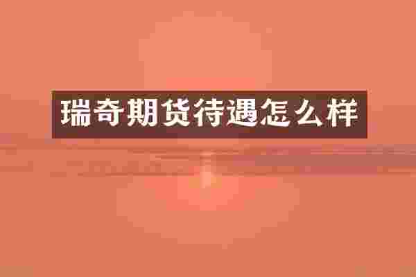 瑞奇期货待遇怎么样