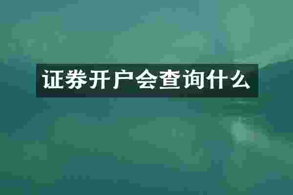 证券开户会查询什么