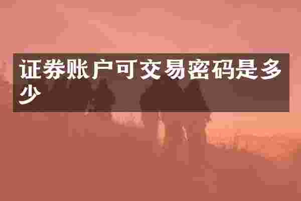 证券账户可交易密码是多少