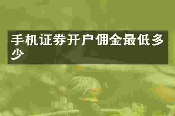 手机证券开户佣金最低多少