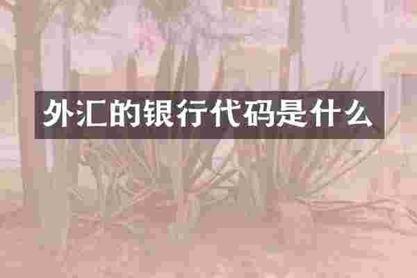 外汇的银行代码是什么