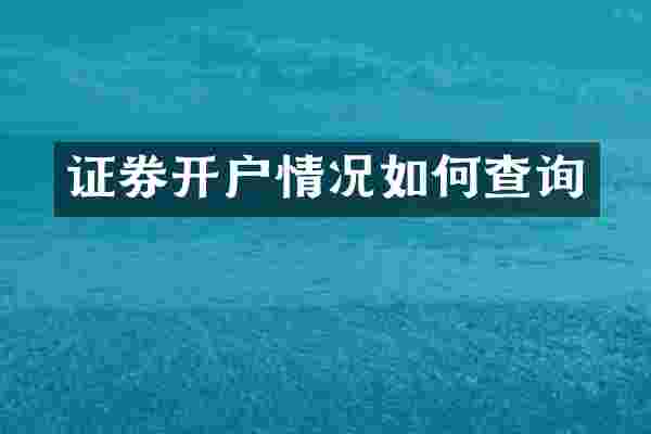 证券开户情况如何查询