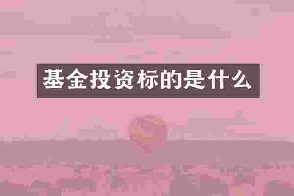 基金投资标的是什么