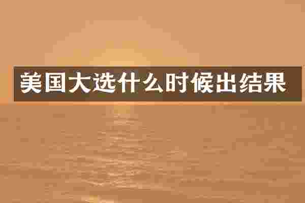 美国大选什么时候出结果