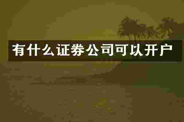有什么证券公司可以开户