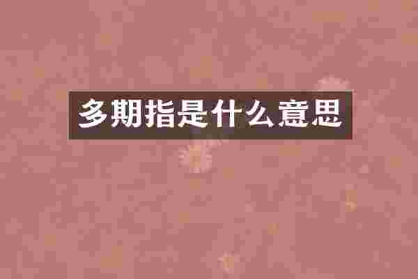 多期指是什么意思