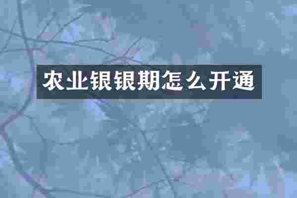 农业银银期怎么开通