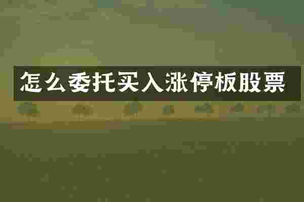 怎么委托买入涨停板股票