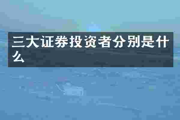 三大证券投资者分别是什么