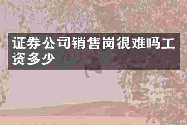 证券公司销售岗很难吗工资多少