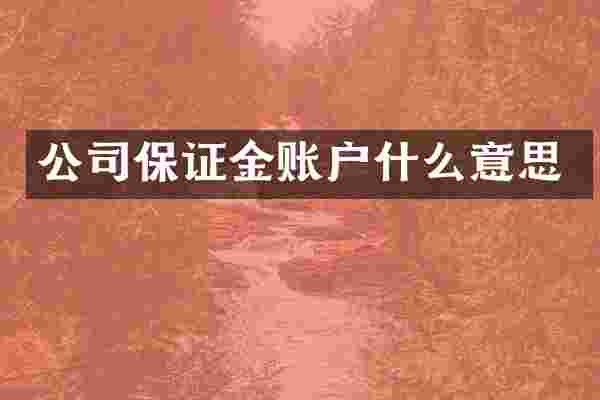 公司保证金账户什么意思