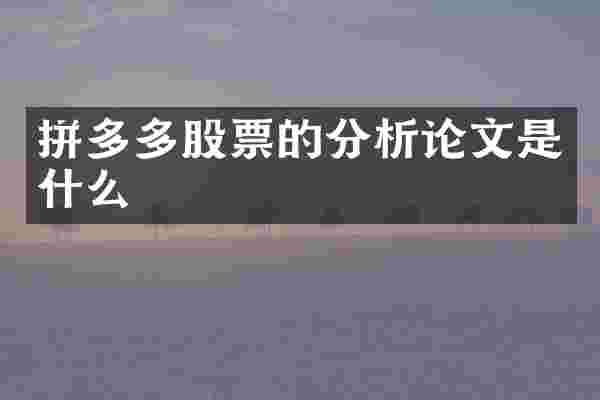 拼多多股票的分析论文是什么