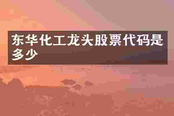 东华化工龙头股票代码是多少