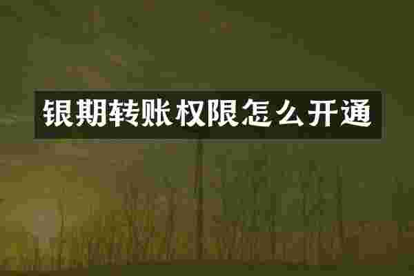 银期转账权限怎么开通