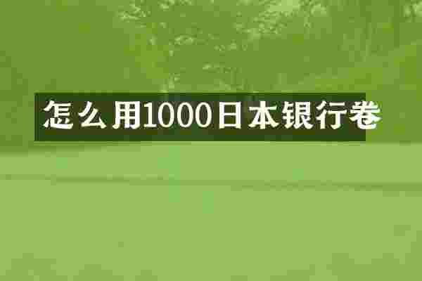 怎么用1000日本银行卷