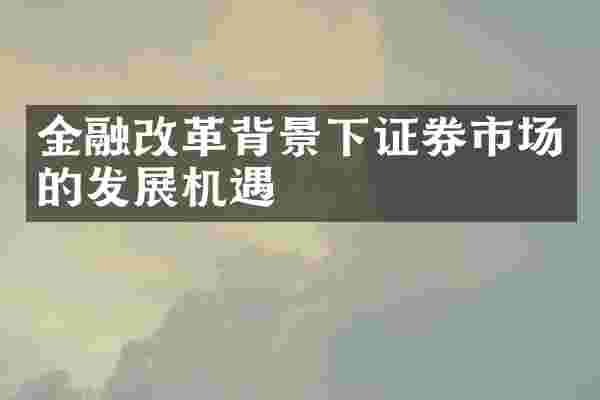 金融改革背景下证券市场的发展机遇