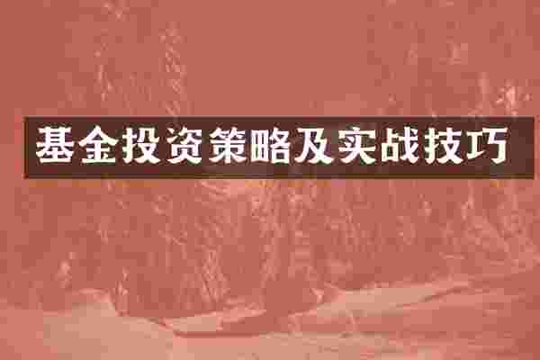 基金投资策略及实战技巧
