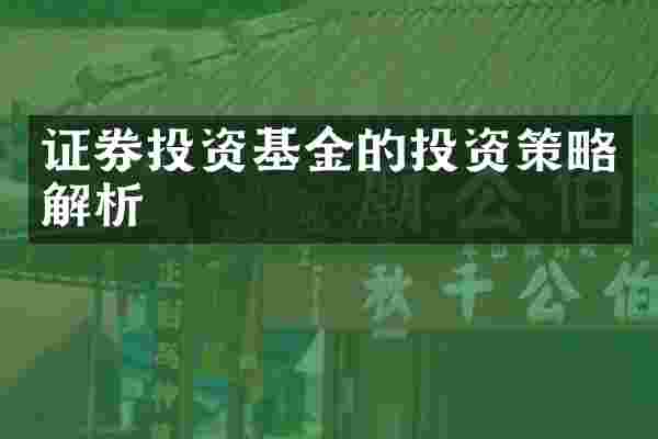 证券投资基金的投资策略解析
