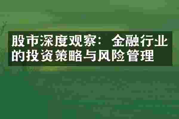 股市深度观察：金融行业的投资策略与风险管理