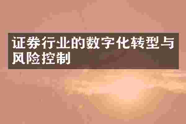 证券行业的数字化转型与风险控制
