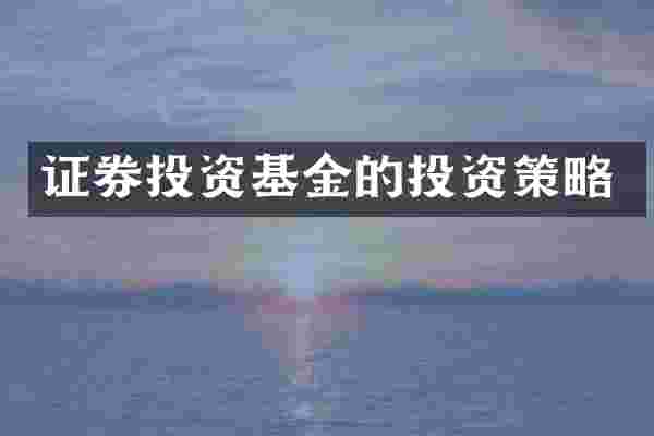 证券投资基金的投资策略