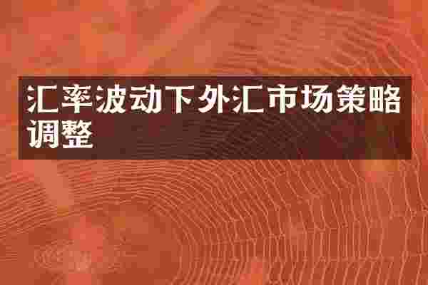 汇率波动下外汇市场策略调整