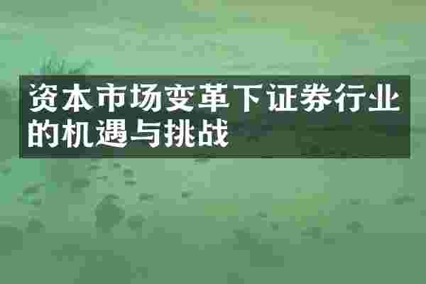 资本市场变革下证券行业的机遇与挑战