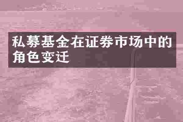 私募基金在证券市场中的角色变迁