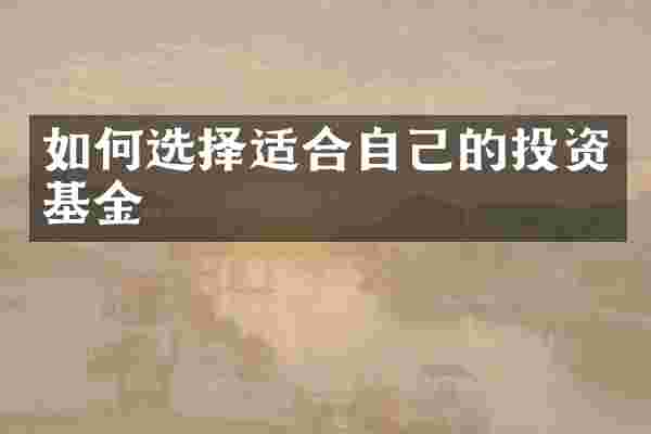 如何选择适合自己的投资基金