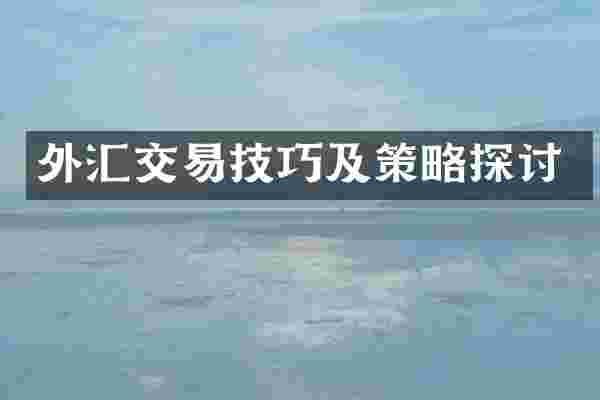 外汇交易技巧及策略探讨