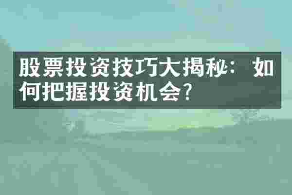 股票投资技巧大揭秘：如何把握投资机会？
