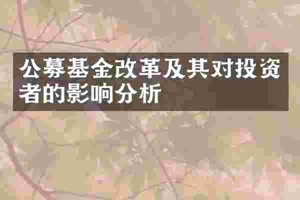 公募基金改革及其对投资者的影响分析