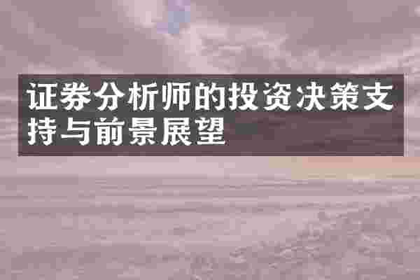 证券分析师的投资决策支持与前景展望