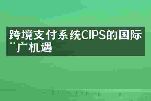 跨境支付系统CIPS的国际推广机遇
