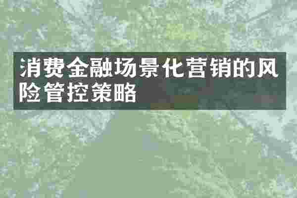 消费金融场景化营销的风险管控策略