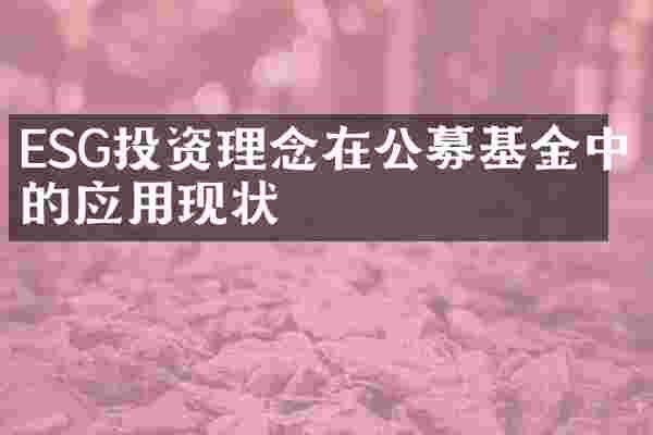ESG投资理念在公募基金中的应用现状