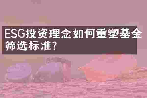ESG投资理念如何重塑基金筛选标准？