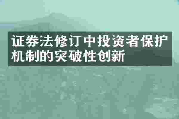 证券法修订中投资者保护机制的突破性创新