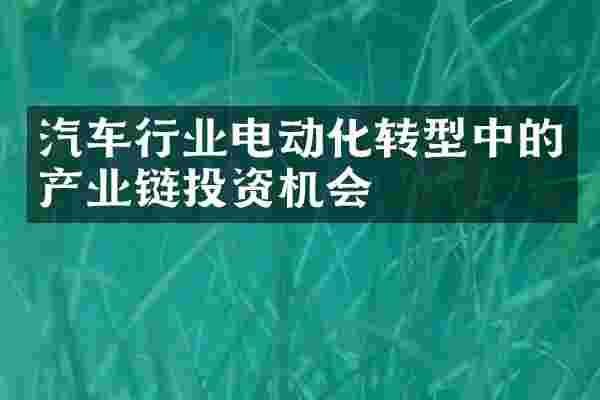 汽车行业电动化转型中的产业链投资机会
